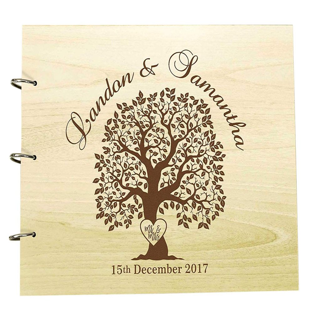 Darling Souvenir Mr and Mrs Personalized Name and Date Wedding Tree Guest Book Photo Albums Scrapbook