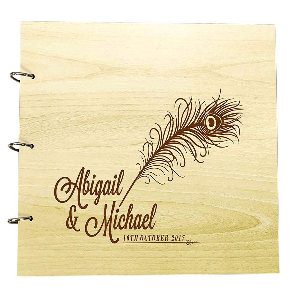 Personalized Wedding Rustic Guest Book Photo Album Custom Name Engraved Guest Book