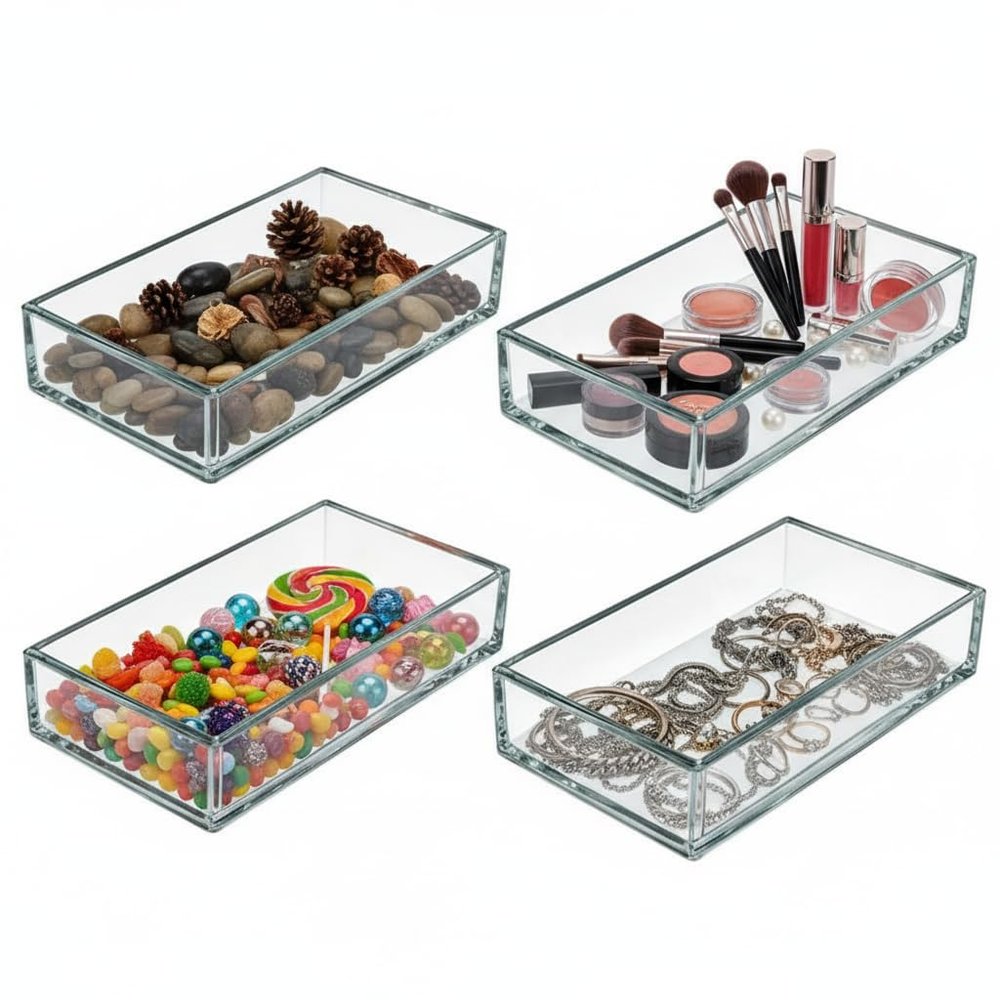 Azar Displays 556206  Large Deluxe Clear Tray, 12x6 (Pack of 4)