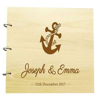Wood Wooden Name Engraved Advice Book Custom Rustic Wedding Guest Book