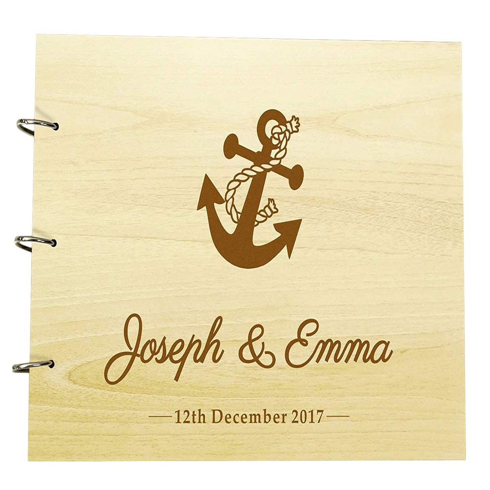 Wood Wooden Name Engraved Advice Book Custom Rustic Wedding Guest Book