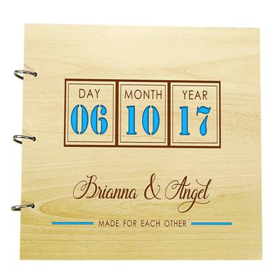 Handmade Personalized Wood Engraved Wedding Guest Book Custom Wooden Photo Albums