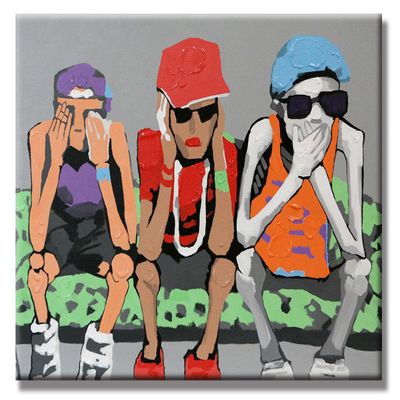 Three Wise Cool Boy Canvas Oil Painting Wall Art - 90x120cm