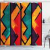Ambesonne Modern Shower Curtain, Geometric Contemporary Art Design Black Bold Zig Zag Borders Pattern, Cloth Fabric Bathroom Decor Set with Hooks, 69" W x 75" L, Teal Orange Marigold view 1