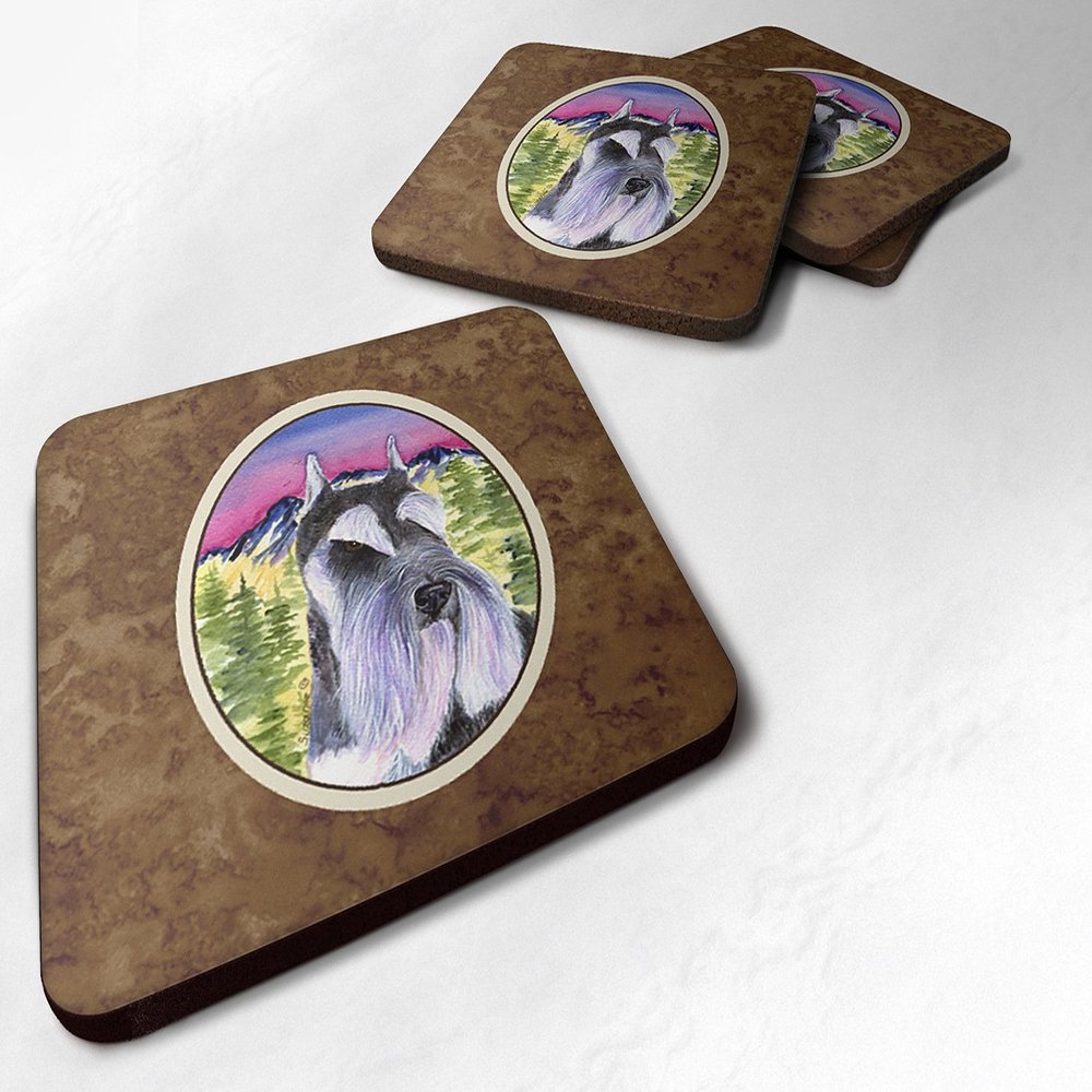 Caroline's Treasures SS8340FC Schnauzer Foam Coaster Set of 4 Set of 4 Cup Coasters for Indoor Outdoor, Tabletop Protection, Anti Slip, Mouse pad Material