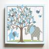 Whimsical Elephant & Lovebirds Garden - Checkerboard Stretched Canvas Nursery Decor - Wall Art That Makes a Memorable Baby Gift Idea - Wooden Frame Construction - Ready to Hang 24X30 view 1