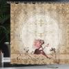 Ambesonne Fantasy Shower Curtain, Elf Pixie Sitting Lace Petals with Butterfly Shabby Form Art Print, Cloth Fabric Bathroom Decor Set with Hooks, 69" W x 75" L, Tan Beige Maroon view 3