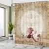 Ambesonne Fantasy Shower Curtain, Elf Pixie Sitting Lace Petals with Butterfly Shabby Form Art Print, Cloth Fabric Bathroom Decor Set with Hooks, 69" W x 75" L, Tan Beige Maroon view 4