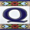 House letters 3 inch. Handpainted house letter tiles for signs, addresses and names. Address numbers for houses. House address numbers and letters. Design Design FLORES MINI 2,87" x 1,38" (LETTER Q) view 1