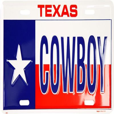 Texas Cowboy "Don't mess with Texas" Auto License Plate Tag made in usa