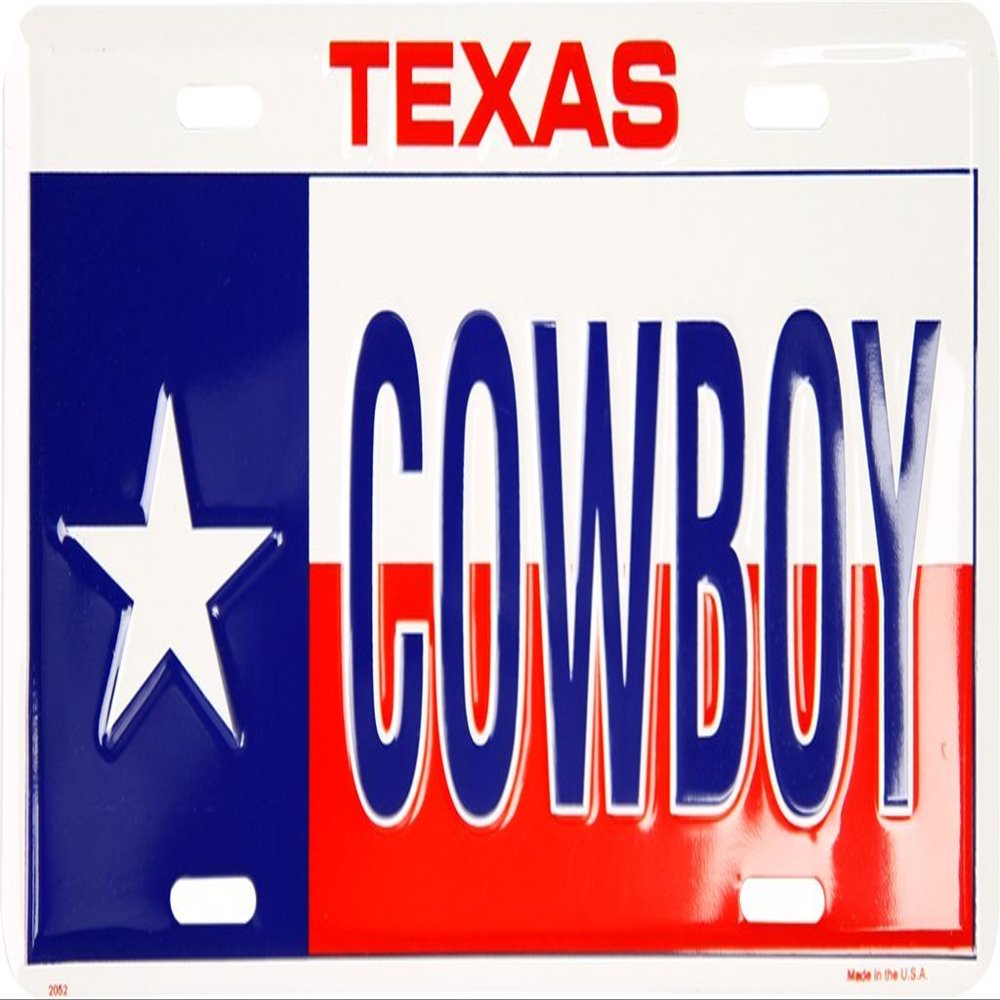 Texas Cowboy "Don't mess with Texas" Auto License Plate Tag made in usa