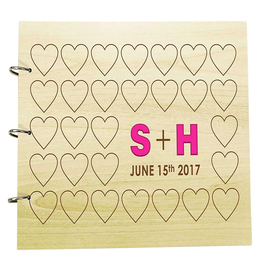 Custom Rustic Wedding Guest Book Wood Wooden Name Engraved Advice Book