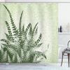 Ambesonne Green Shower Curtain, Nature Botanic Exotic Plants Silhouette Fern Leaves with Grungy Effect, Cloth Fabric Bathroom Decor Set with Hooks, 69" W x 70" L, Green Olive view 1