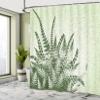 Ambesonne Green Shower Curtain, Nature Botanic Exotic Plants Silhouette Fern Leaves with Grungy Effect, Cloth Fabric Bathroom Decor Set with Hooks, 69" W x 70" L, Green Olive view 4
