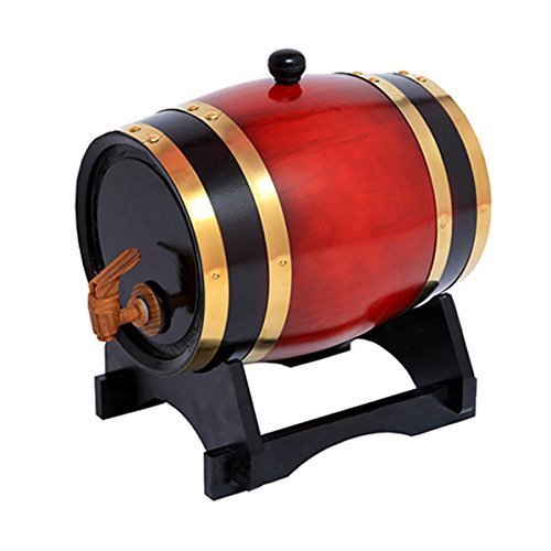10L Whiskey Barrel Dispenser Oak Aging Barrels Home Whiskey Barrel Decanter for Wine, Spirits, Beer, and Liquor (Red Wine)