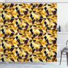 Ambesonne Abstract Shower Curtain, Cubes and Blocks Form Abstract Style Geometric Digital Graphic Art Pattern, Cloth Fabric Bathroom Decor Set with Hooks, 69" W x 84" L, Black Yellow Brown view 1