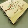 Photo Album Custom Scrapbook Personalized Wood Name Engraved Bride & Groom Advice Book view 3