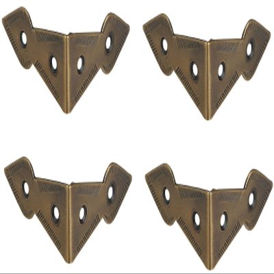 Set of 4 Brass 90 Degree Spade Trunk Corners, Antique Brass Finish, Edge Guard Table Cabinet Protector, Solid Metal Furniture Decor, Decorative Corner Brackets