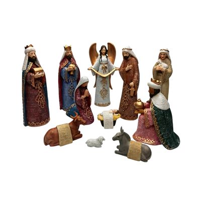 Comfy Hour 11 Figurines Nativity Scene, Traditional Christmas Religious Statue, Christ Child Mary Joseph Three Wise Men and Angel, Holiday Home Decor Accent, Polyresin Artisan Sculpture