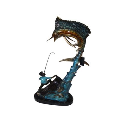 NIFAO Fishing Man On A Boat Made by Bronze