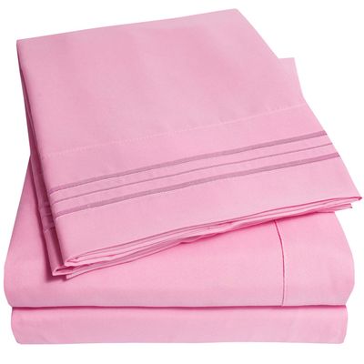 1500 Supreme Collection Twin XL Sheet Sets Pink - 3 Piece Bed Sheets and Pillowcase Set for Twin XL Mattress - Extra Soft, Elastic Corner Straps, Deep Pocket Sheets, Twin XL Pink