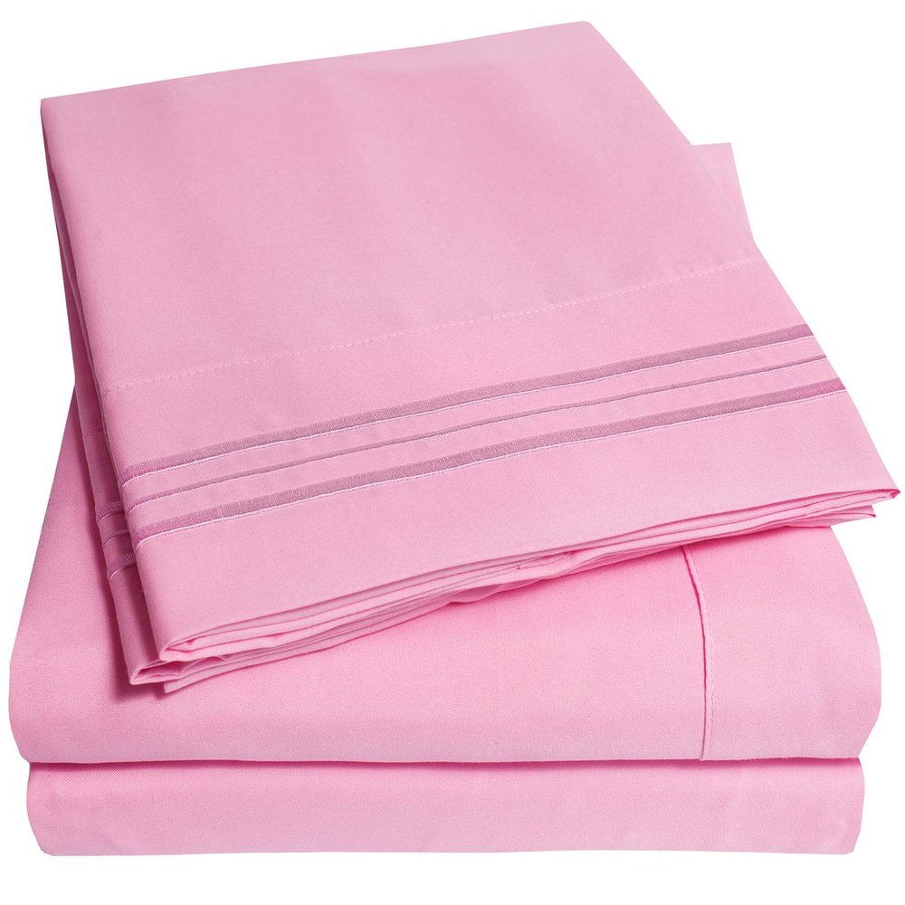 1500 Supreme Collection Twin XL Sheet Sets Pink - 3 Piece Bed Sheets and Pillowcase Set for Twin XL Mattress - Extra Soft, Elastic Corner Straps, Deep Pocket Sheets, Twin XL Pink
