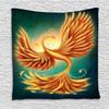 Ambesonne Modern Tapestry, Phoenix Charming Bird Feathers with Alluring Swirls Work of Art, Wall Hanging for Bedroom Living Room Dorm Decor, 60" X 80", Marigold Emerald view 1