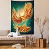 Ambesonne Modern Tapestry, Phoenix Charming Bird Feathers with Alluring Swirls Work of Art, Wall Hanging for Bedroom Living Room Dorm Decor, 60" X 80", Marigold Emerald view 2