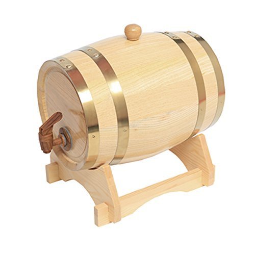 10L Whiskey Barrel Dispenser Oak Aging Barrels Home Whiskey Barrel Decanter for Wine, Spirits, Beer, and Liquor (White)