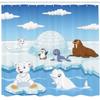 Ambesonne Animal Shower Curtain, Image of Arctics Animals Polar Bears Seal Penguins Wolfs Whales Work of Art, Cloth Fabric Bathroom Decor Set with Hooks, 69" W x 75" L, Sky Blue view 2