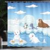 Ambesonne Animal Shower Curtain, Image of Arctics Animals Polar Bears Seal Penguins Wolfs Whales Work of Art, Cloth Fabric Bathroom Decor Set with Hooks, 69" W x 75" L, Sky Blue view 3