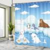 Ambesonne Animal Shower Curtain, Image of Arctics Animals Polar Bears Seal Penguins Wolfs Whales Work of Art, Cloth Fabric Bathroom Decor Set with Hooks, 69" W x 75" L, Sky Blue view 4