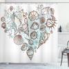 Ambesonne Nautical Shower Curtain, Hand Drawn Seashells Scallop Starfish Whelk Ocean Underwater Life Theme, Cloth Fabric Bathroom Decor Set with Hooks, 69" W x 84" L, Brown Warm Taupe Teal view 1
