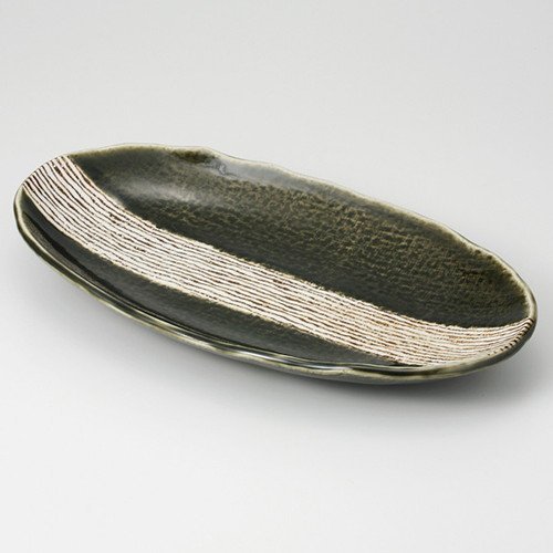 Oribe Rust Belt 10.0 Multi-Purpose Plate, 12.0 x 6.9 x 1.6 inches (30.6 x 17.5 x 4 cm), 24.8 oz (680 g), Planting Bowl, Restaurant, Restaurant, Commercial Use, Japanese Tableware, Restaurant