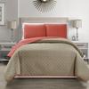 KingLinen Embossed Geometric Reversible Bedspread/Quilt/Coverlet with Sham Set (Coral, Queen) view 2