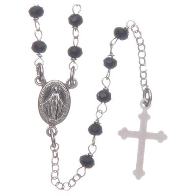 Holyart Classic Rosary Choker Saint Rita Black in 925 Sterling Silver