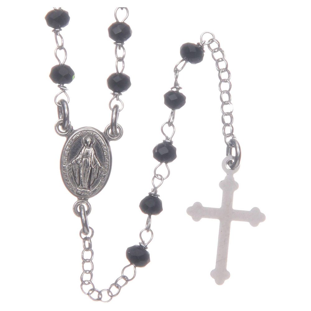 Holyart Classic Rosary Choker Saint Rita Black in 925 Sterling Silver