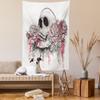 Ambesonne Day of the Dead Tapestry, Print Skull Shape Romantic Roses Celebration Day Print, Wall Hanging for Bedroom Living Room Dorm Decor, 60" X 80", White Pale Pink Black view 2