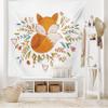 Ambesonne Cartoon Tapestry, Fox Sleeping in a Floral Made Bed Circle Art Print, Wide Wall Hanging for Bedroom Living Room Dorm, 80" X 60", Dark Orange view 2