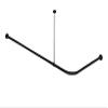 Flat Black Corner Shower Curtain Rod (30" x 48") Round Brackets view 1