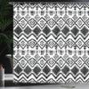 Ambesonne Tribal Shower Curtain, Hand Drawn Style Tribal Pattern Geometric and Oranmental Aztec Design Print, Cloth Fabric Bathroom Decor Set with Hooks, 69" W x 75" L, White and Black view 3