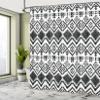 Ambesonne Tribal Shower Curtain, Hand Drawn Style Tribal Pattern Geometric and Oranmental Aztec Design Print, Cloth Fabric Bathroom Decor Set with Hooks, 69" W x 75" L, White and Black view 4