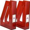 Acrimet Magazine File Holder  Vertical Rack for Documents, Folders and Mail, Durable Plastic Desk Organizer for Office & Home, Clear Red (2 Pack) view 1