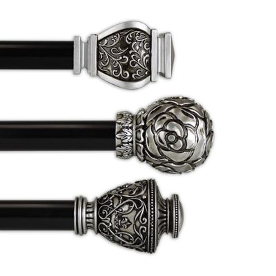 A&F Rod Dcor Ordained Two-tone Collection 1" Single Curtain Rod, 160-240 inch - Rosette Finial