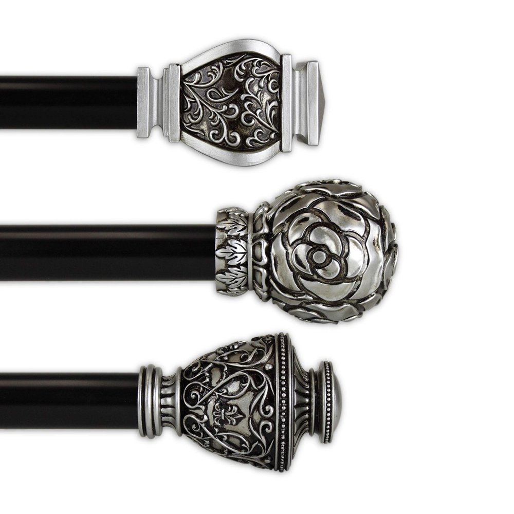 A&F Rod Dcor Ordained Two-tone Collection 1" Single Curtain Rod, 160-240 inch - Rosette Finial