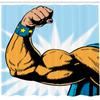 Ambesonne Comics Shower Curtain, Superhero Arm Flexing Muscles Powerful Fiction Character Cartoon Graphic Style, Cloth Fabric Bathroom Decor Set with Hooks, 69" W x 84" L, Marigold Blue view 2