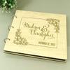 Wooden Wedding Guest Book Personalized Name and Date Rustic Wood Engraved Advice Book Photo Album view 3