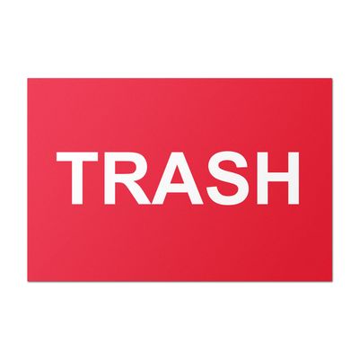 Trash Sticker, 2 x 3 inch, Red, 300 Pack