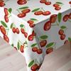 Ambesonne Fruit Tablecloth, Cherry Pattern Design Fresh Berry Fruit Summer Green Garden Macro Digital Print, Dining Room Kitchen Rectangular Table Cover, 52" X 70", Red Green White view 3