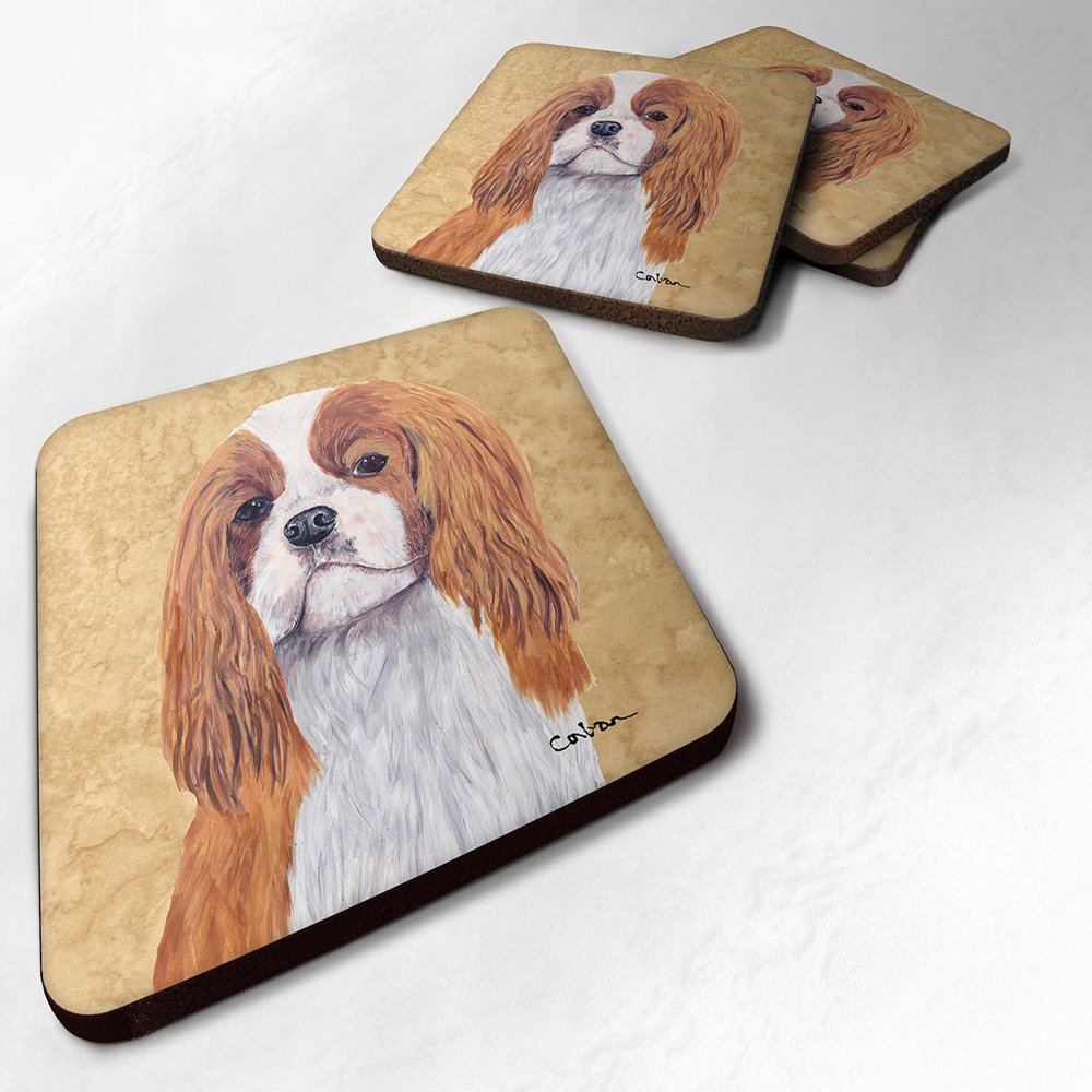 Caroline's Treasures SC9118FC Cavalier Spaniel Wipe Your Paws Foam Coaster Set of 4 Set of 4 Cup Coasters for Indoor Outdoor, Tabletop Protection, Anti Slip, Mouse pad Material